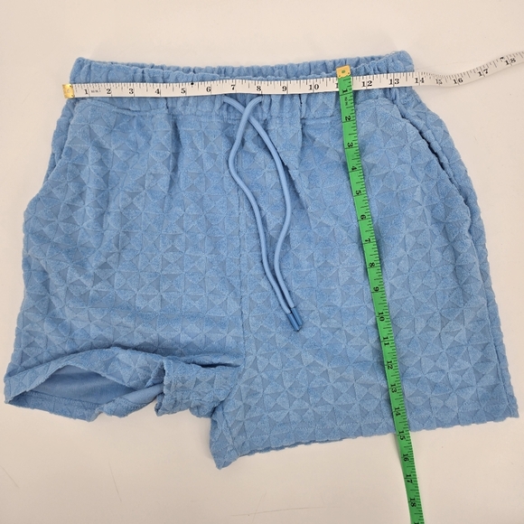 Textured Terry Cloth 7 For All Man Kind Blue Drawstring Shorts Size:Small - Picture 6 of 10